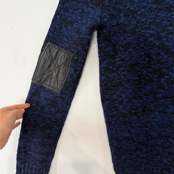 Michael Stars Navy Marled Crewneck Sweater with Zip Accents - Picture 9 of 12